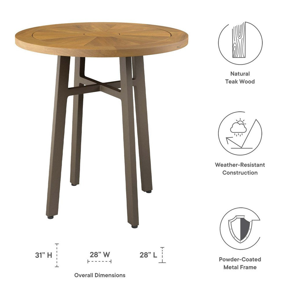 Modway Meadow Outdoor Patio Teak Wood Dining Table Natural Taupe MDY-EEI-5312-NAT-TAU