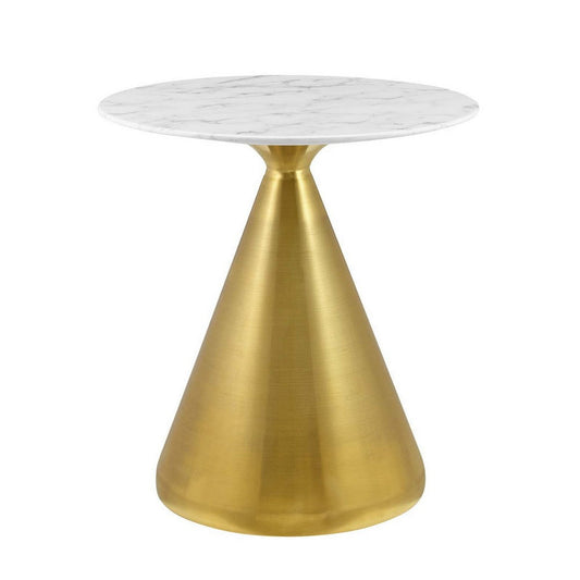 Modway Tupelo Round Artificial Marble Dining Table, 28 in, Gold White