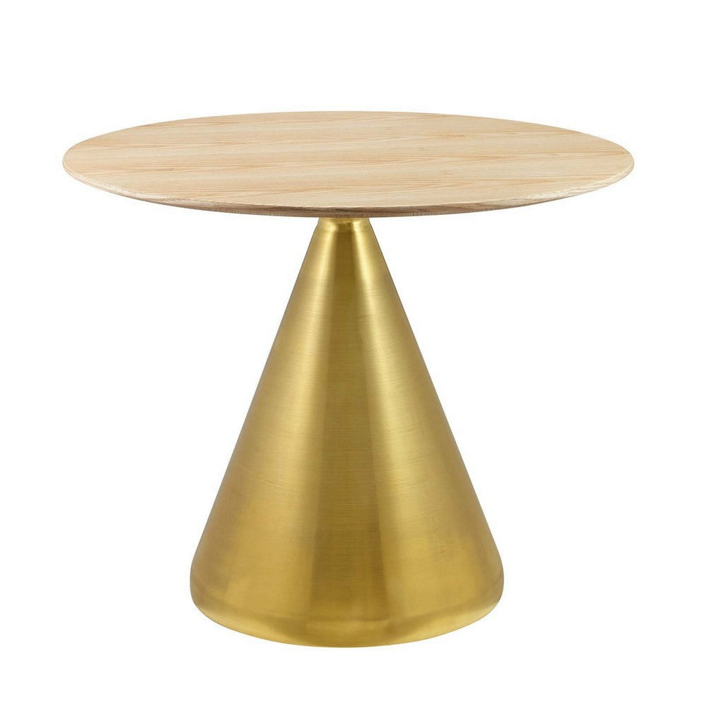 Modway Tupelo Round Wood Grain 36" Dining Table, 36 Inch, Gold Natural