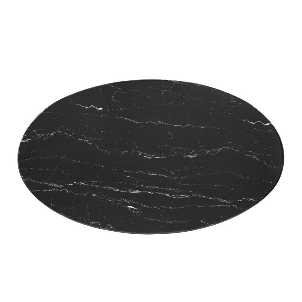 Modway Tupelo Oval Artificial Marble 48’’ Dining Table 48 Inch Gold Black MDY-EEI-5331-GLD-BLK