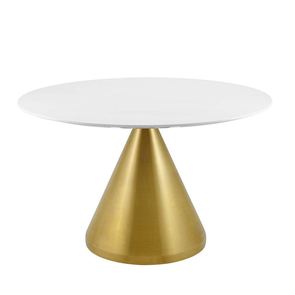 Modway Tupelo Round 47" Dining Table, 47 Inch, Gold White