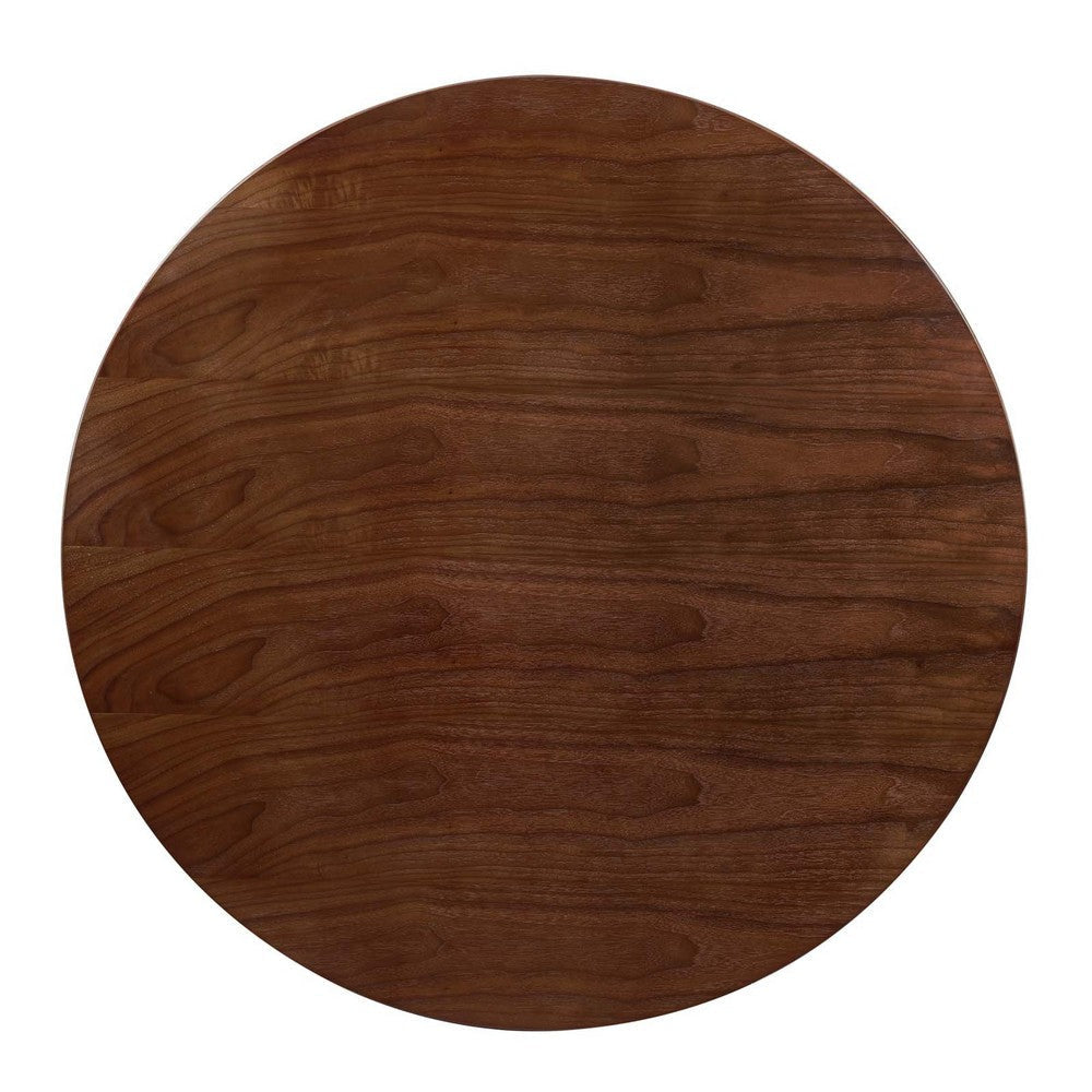 Modway Tupelo Round Wood Grain 47’’ Dining Table 47 Inch Gold Walnut MDY-EEI-5337-GLD-WAL