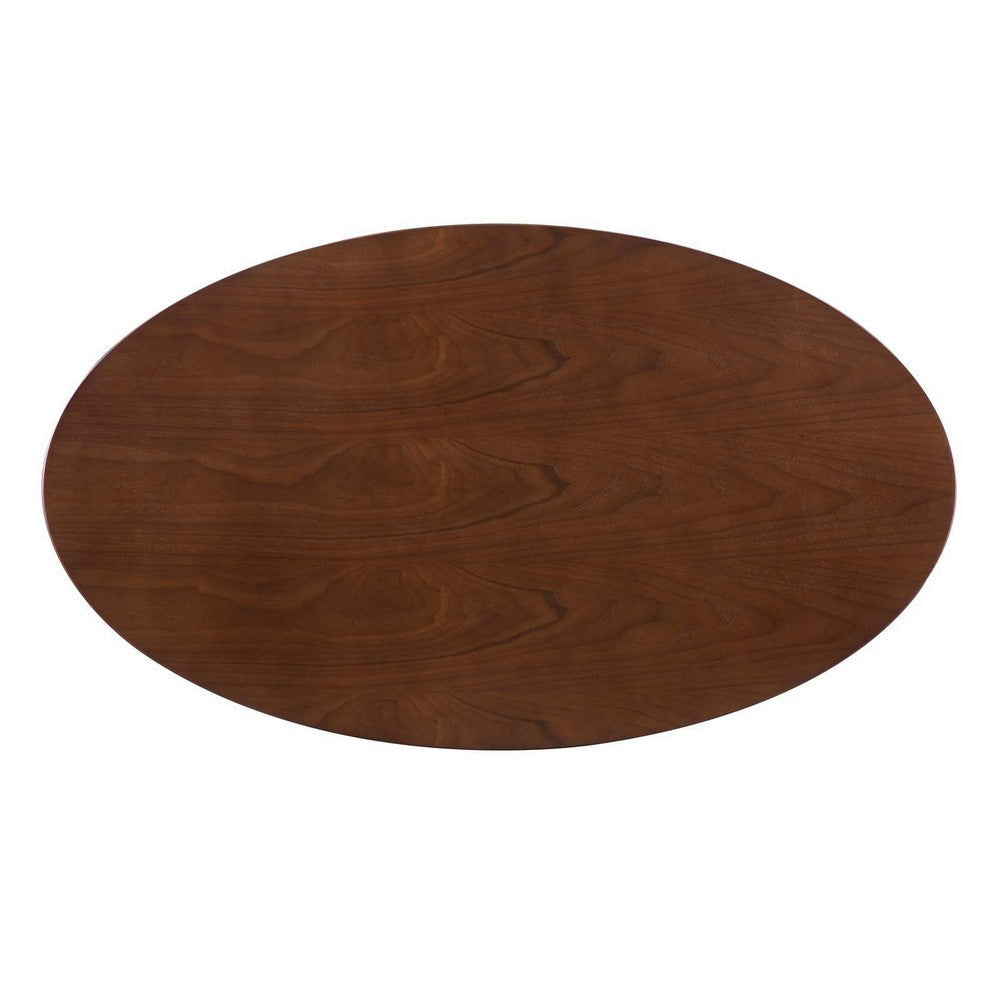 Modway Tupelo Oval Wood Grain 48’’ Dining Table 48 Inch Gold Walnut MDY-EEI-5339-GLD-WAL