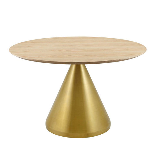 Modway Tupelo Round Wood Grain 47" Dining Table, 47 Inch, Gold Natural