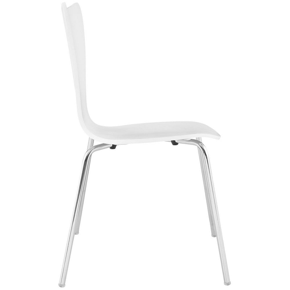 Modway Ernie Mid-Century Modern Wood Stacking Kitchen and Dining Room Chair in White MDY-EEI-537-WHI