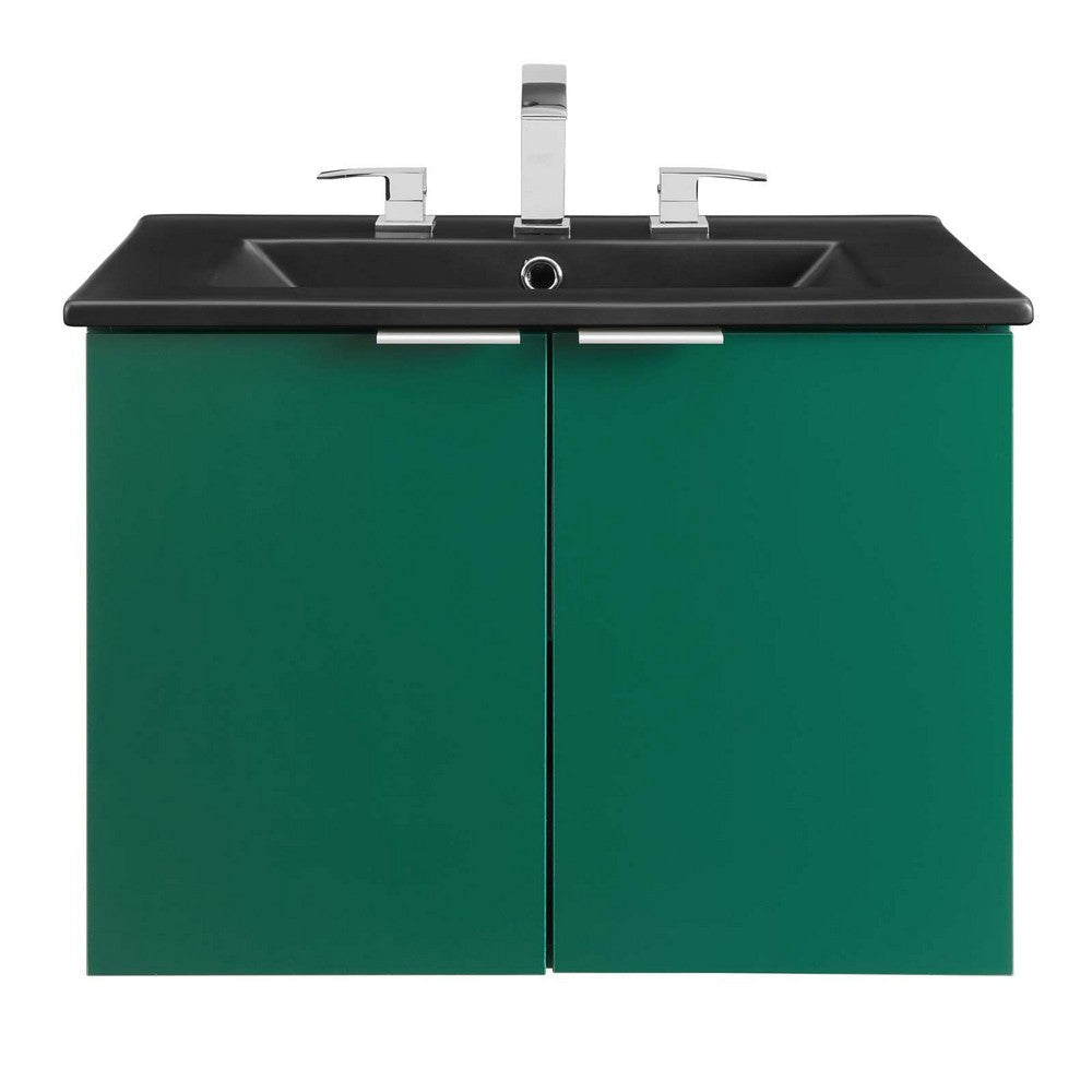 Modway Maybelle Bathroom 24’’ Wall-Mount Vanity Green Black MDY-EEI-5370-GRN-BLK