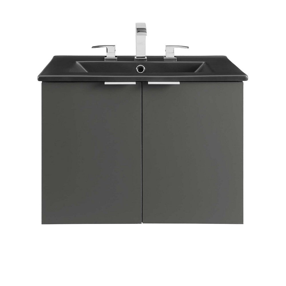 Modway Maybelle Bathroom 24’’ Wall-Mount Vanity Gray Black MDY-EEI-5370-GRY-BLK