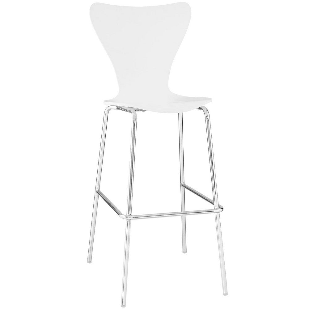 Modway Ernie Mid-Century Modern Wood Bar Stool in White