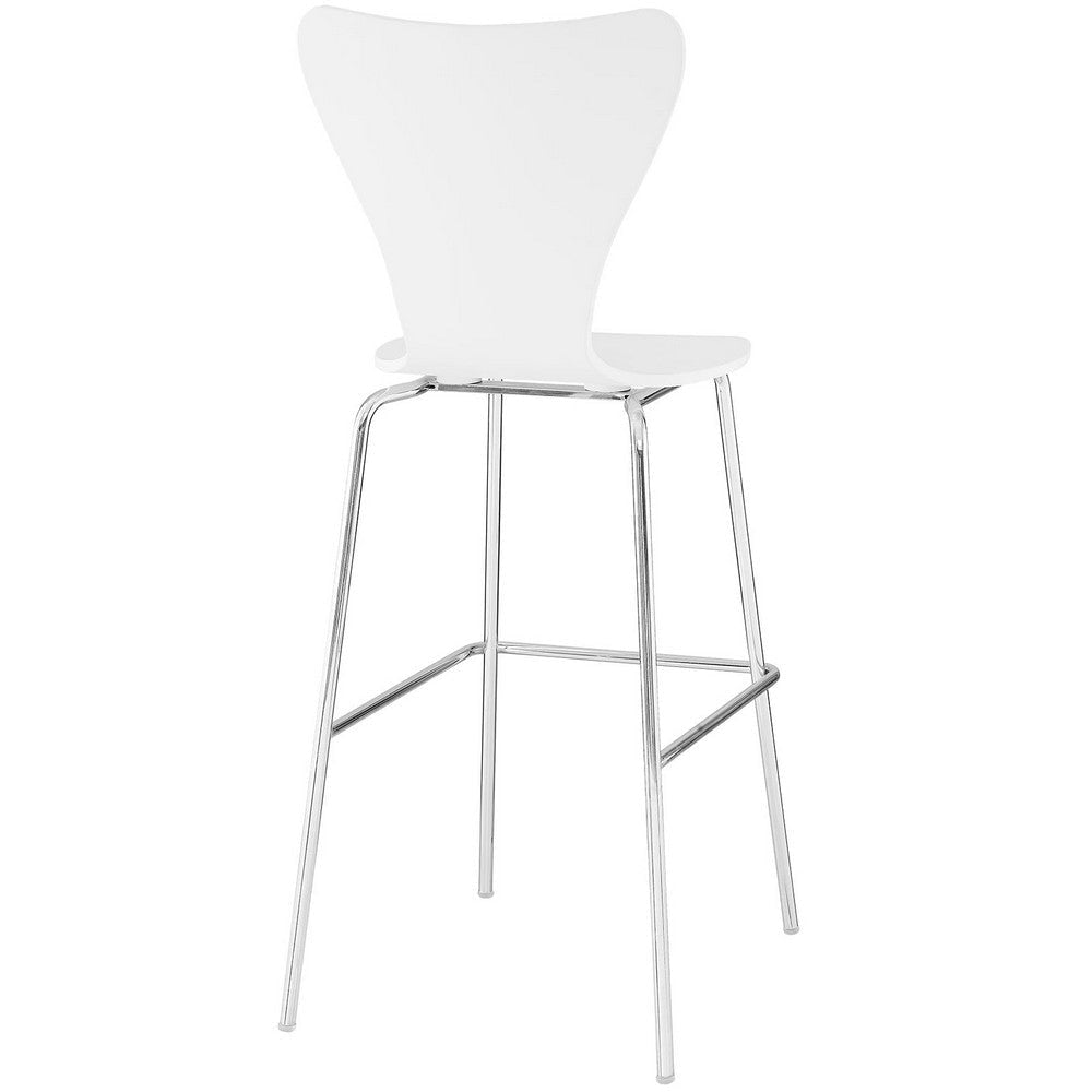 Modway Ernie Mid-Century Modern Wood Bar Stool in White MDY-EEI-538-WHI