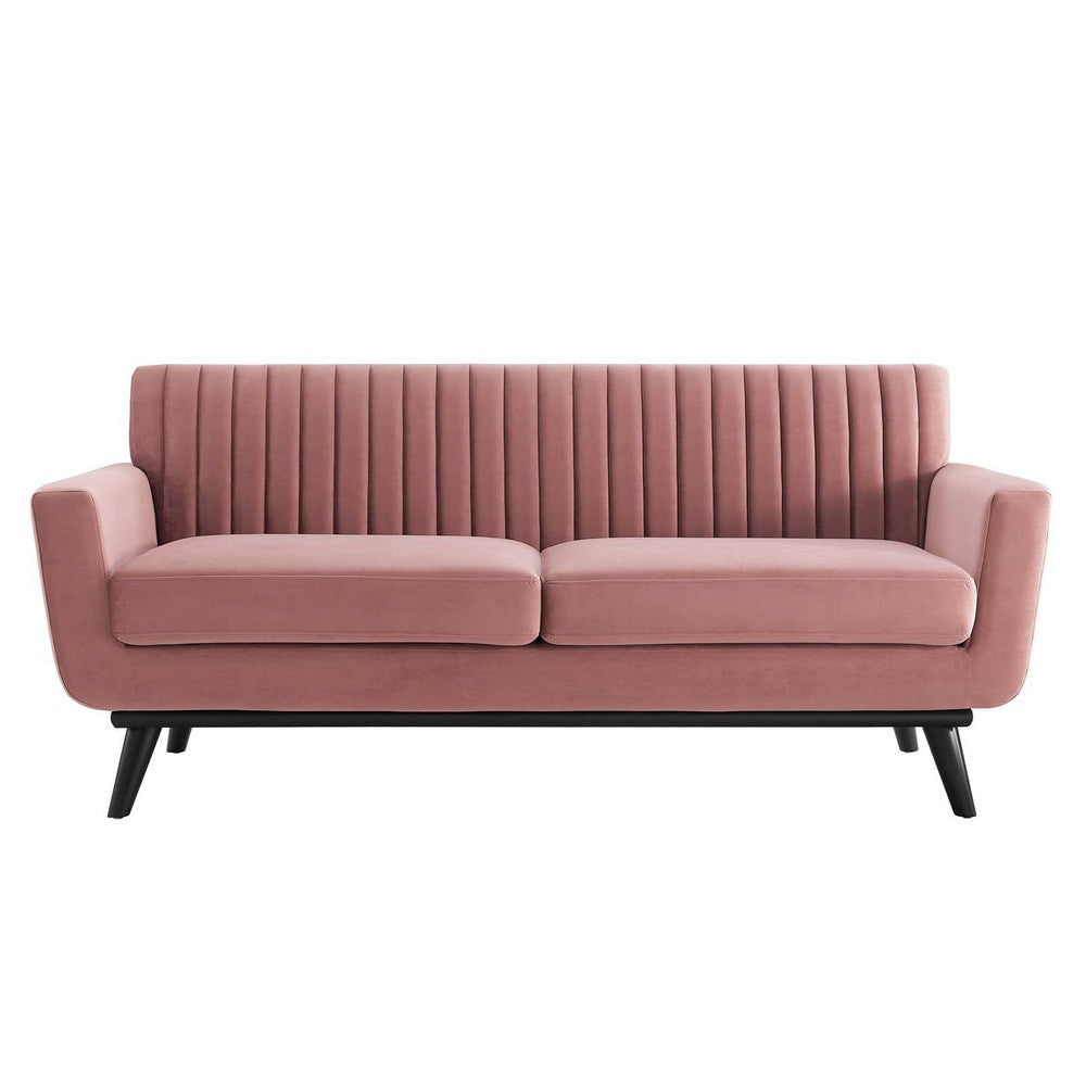 Modway Engage Channel Tufted Performance Velvet Loveseat in Dusty Rose MDY-EEI-5458-DUS