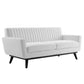 Modway Engage Channel Tufted Fabric Loveseat in White