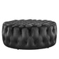 Amour Tufted Button Large Round Performance Velvet Ottoman - No Shipping Charges MDY-EEI-5469-BLK