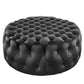 Amour Tufted Button Large Round Performance Velvet Ottoman - No Shipping Charges MDY-EEI-5469-BLK