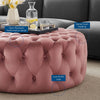 Amour Tufted Button Large Round Performance Velvet Ottoman - No Shipping Charges MDY-EEI-5469-DUS