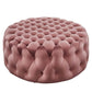 Amour Tufted Button Large Round Performance Velvet Ottoman - No Shipping Charges MDY-EEI-5469-BLK