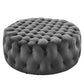 Modway Amour Tufted Button Large Round Performance Velvet Ottoman in Gray