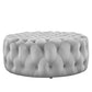 Amour Tufted Button Large Round Performance Velvet Ottoman - No Shipping Charges MDY-EEI-5469-BLK