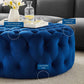 Amour Tufted Button Large Round Performance Velvet Ottoman - No Shipping Charges MDY-EEI-5469-NAV