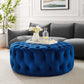 Amour Tufted Button Large Round Performance Velvet Ottoman - No Shipping Charges MDY-EEI-5469-BLK