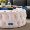 Amour Tufted Button Large Round Performance Velvet Ottoman - No Shipping Charges MDY-EEI-5469-PNK