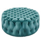 Amour Tufted Button Large Round Performance Velvet Ottoman - No Shipping Charges MDY-EEI-5469-BLK