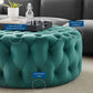 Modway Amour Tufted Button Large Round Performance Velvet Ottoman Teal MDY-EEI-5469-TEA