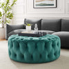 Amour Tufted Button Large Round Performance Velvet Ottoman - No Shipping Charges MDY-EEI-5469-BLK