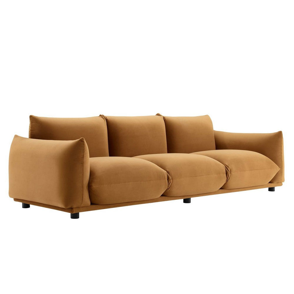 Copious Performance Velvet Sofa in Cognac