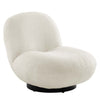 Modway Kindred Boucle Upholstered Fabric Swivel Chair with Matte Base, Black Ivory