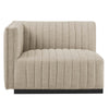 Modway Conjure Channel Tufted Fabric Upholstered Sectional Sofa Left-Arm Chair in Black Beige MDY-EEI-5491-BLK-BEI