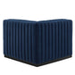 Modway Conjure Modern Channel Tufted Velvet Left Corner Chair in Midnight Blue MDY-EEI-5496-BLK-MID