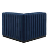 Modway Conjure Modern Channel Tufted Velvet Left Corner Chair in Midnight Blue MDY-EEI-5496-BLK-MID