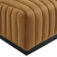 Modway Conjure Modern Channel Tufted Performance Velvet Ottoman in Cognac Brown MDY-EEI-5500-BLK-COG