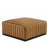 Modway Conjure Modern Channel Tufted Performance Velvet Ottoman in Cognac Brown