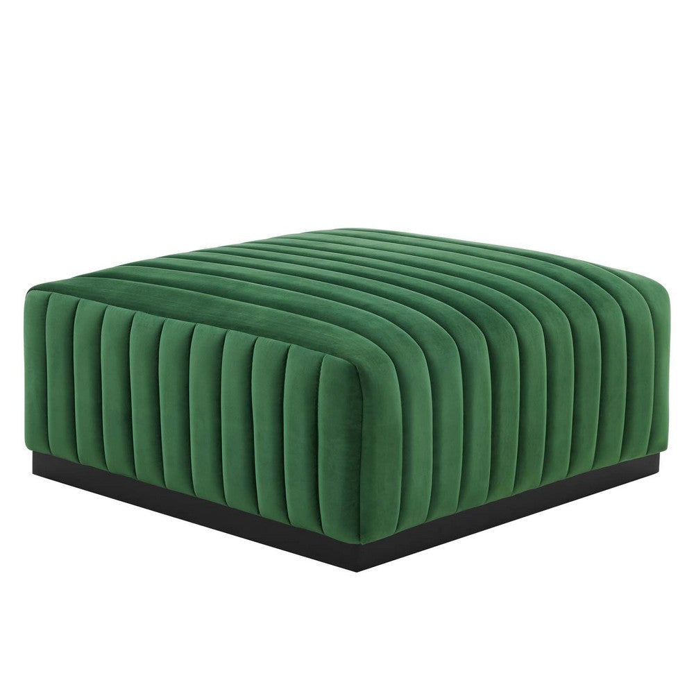 Conjure Channel Tufted Performance Velvet Ottoman - No Shipping Charges MDY-EEI-5500-BLK-EME