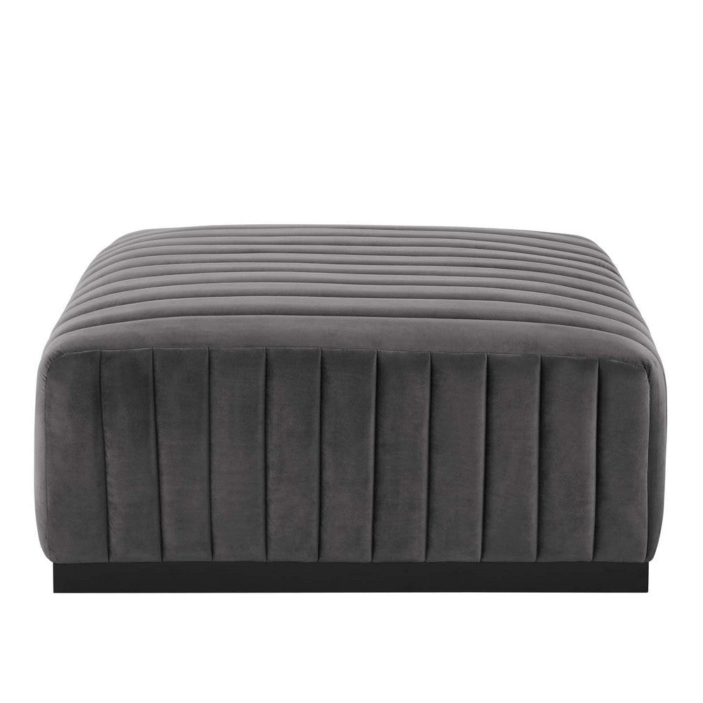 Conjure Channel Tufted Performance Velvet Ottoman - No Shipping Charges MDY-EEI-5500-BLK-EME