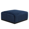 Modway Conjure Channel Tufted Upholstered Performance Velvet Ottoman in Black Midnight Blue