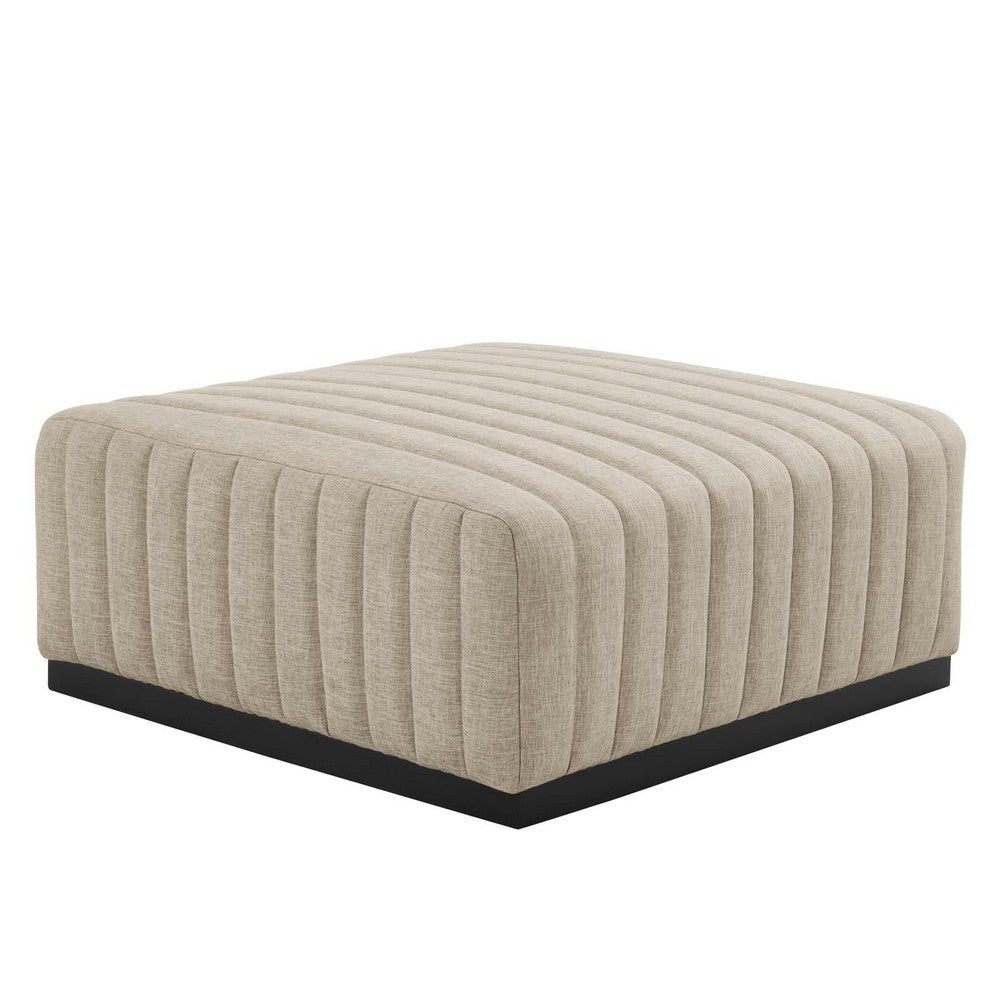 Conjure Channel Tufted Upholstered Fabric Ottoman - No Shipping Charges MDY-EEI-5501-BLK-BEI