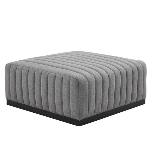 Modway EEI-5501-BLK-LGR Conjure Channel Tufted Upholstered Fabric Ottoman, Black Light Gray