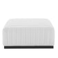 Modway Conjure Modern Channel Tufted Fabric Upholstered Ottoman in White MDY-EEI-5501-BLK-WHI