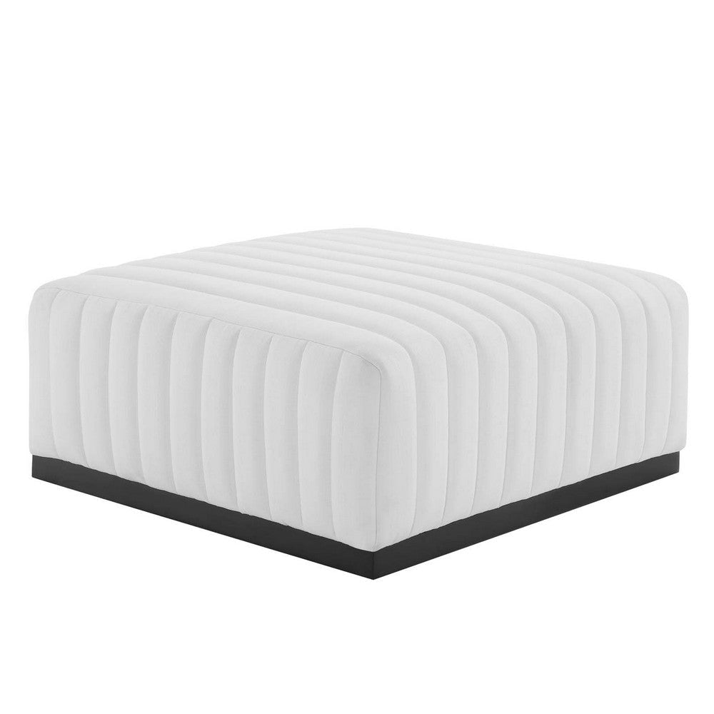 Conjure Channel Tufted Upholstered Fabric Ottoman - No Shipping Charges MDY-EEI-5501-BLK-WHI