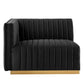 Modway Conjure Channel Tufted Upholstered Performance Velvet Sectional Sofa Left-Arm Chair in Gold Black MDY-EEI-5502-GLD-BLK