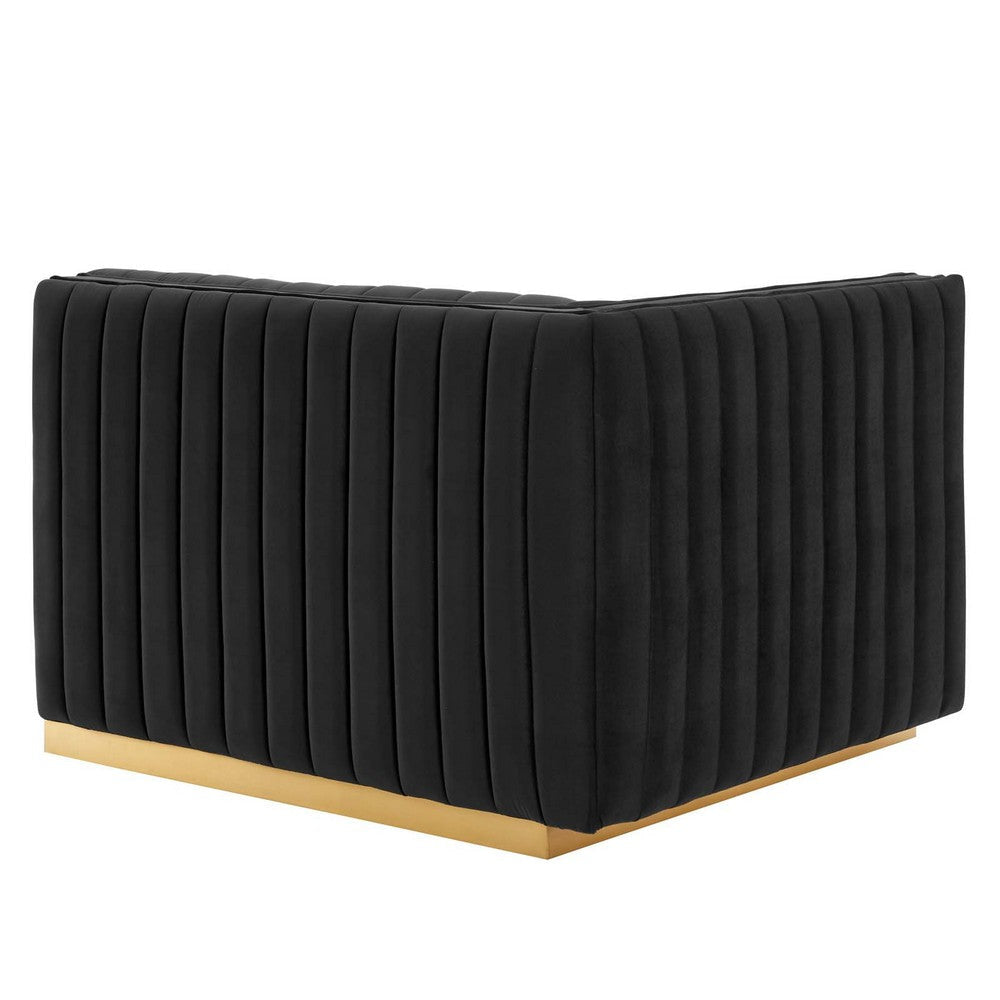 Modway Conjure Channel Tufted Upholstered Performance Velvet Sectional Sofa Left-Arm Chair in Gold Black MDY-EEI-5502-GLD-BLK