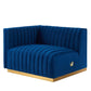 Modway Conjure Channel Tufted Upholstered Performance Velvet Sectional Sofa Left-Arm Chair in Gold Navy