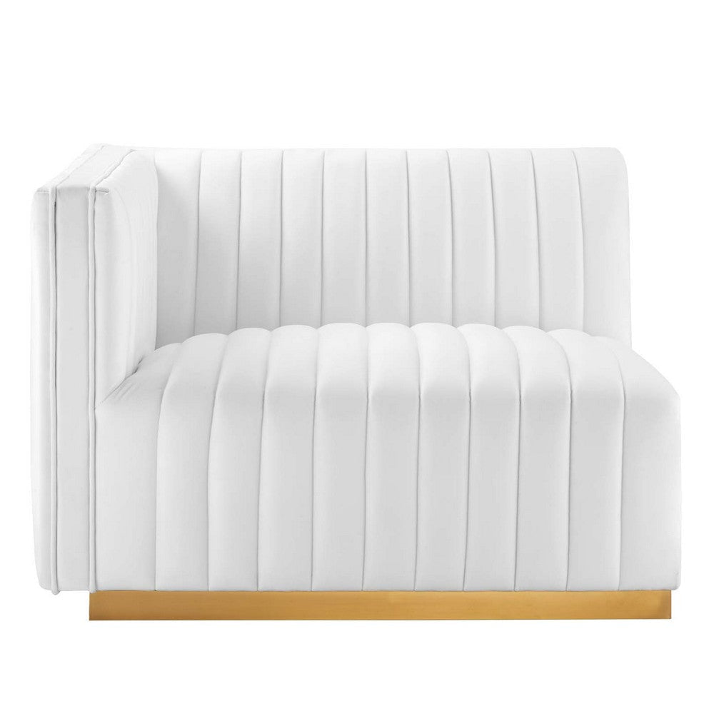 Modway Conjure Channel Tufted Performance Velvet Left-Arm Chair in Gold MDY-EEI-5502-GLD-WHI