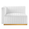 Modway Conjure Channel Tufted Performance Velvet Left-Arm Chair in Gold MDY-EEI-5502-GLD-WHI