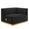 Modway Conjure Channel Tufted Upholstered Performance Velvet Sectional Sofa Right-Arm Chair in Gold Black