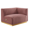 Modway Conjure Channel Tufted Upholstered Performance Velvet Sectional Sofa Right-Arm Chair in Gold Dusty Rose