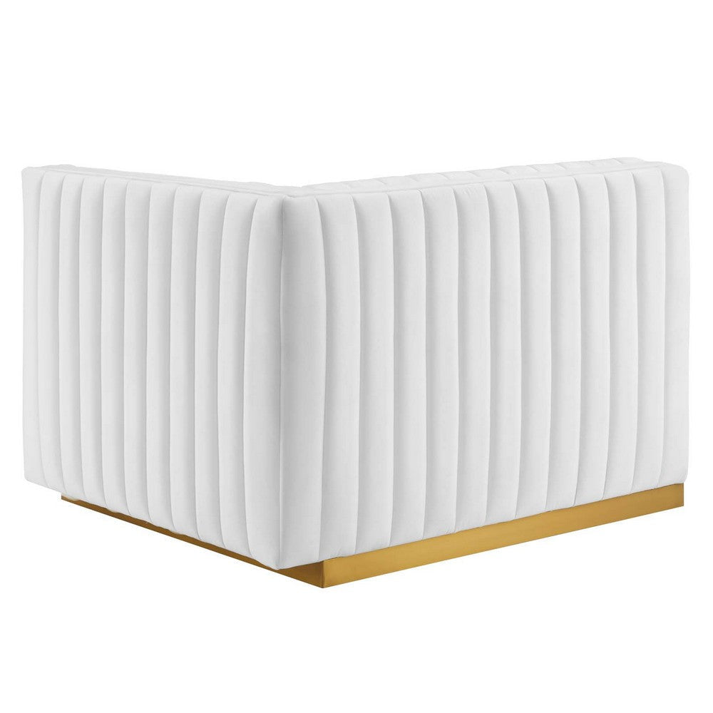 Modway Conjure Channel Tufted Performance Velvet Right-Arm Chair in Gold/White MDY-EEI-5503-GLD-WHI