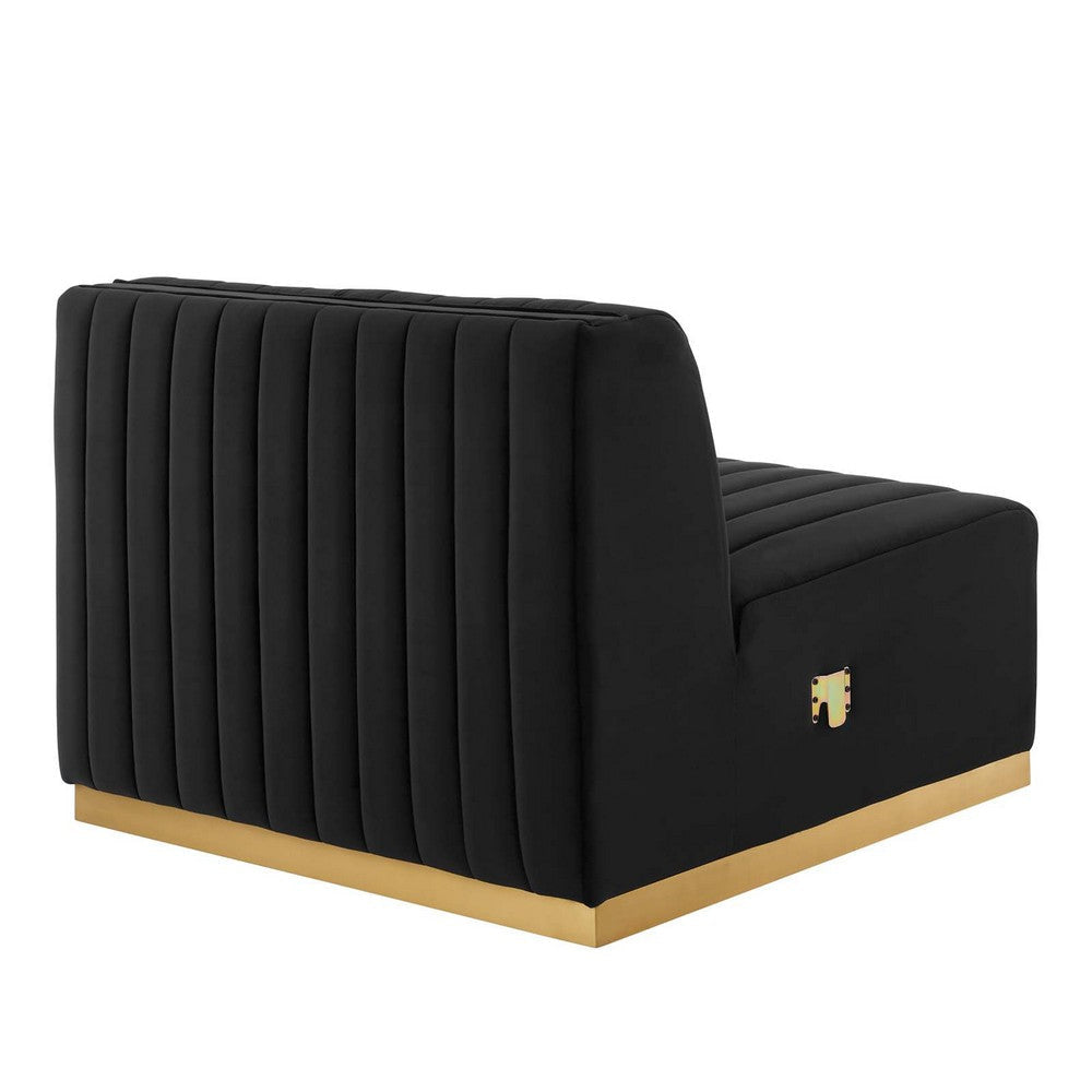 Modway Conjure Channel Tufted Upholstered Performance Velvet Sectional Sofa Armless Chair in Gold Black MDY-EEI-5504-GLD-BLK